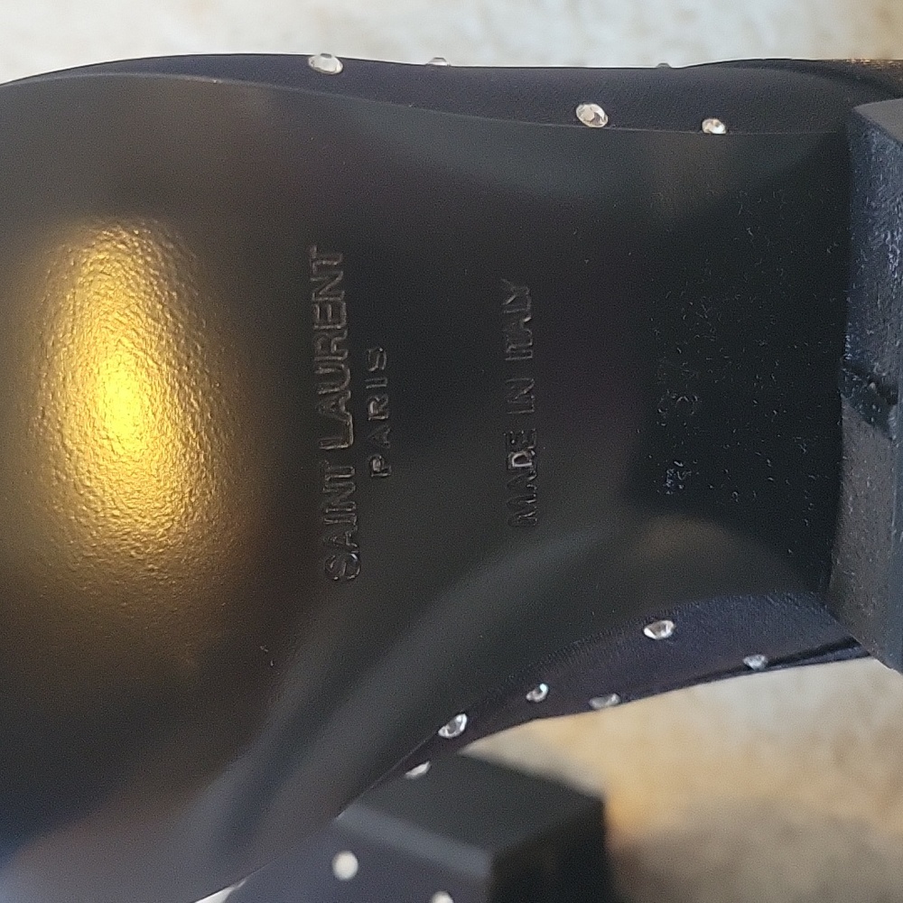 🛑SAINT LAURENT Raso Iridiscent Nero Boots - Picture 6 of 10